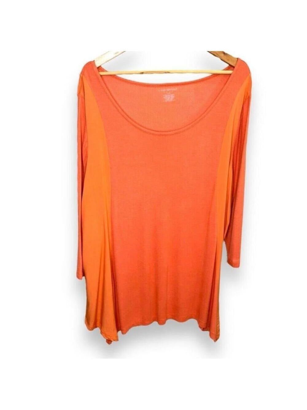 Lane Bryant PLUS Burnt Orange Ribbed Handkerchief Hem 3/4 Sleeve Top - 22/24